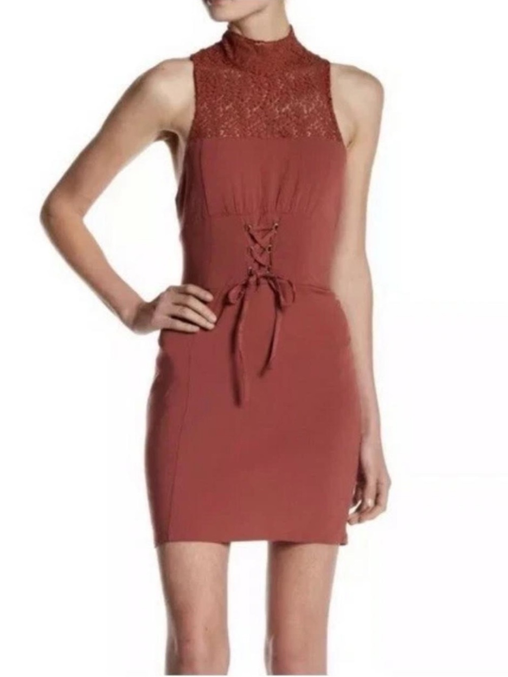 FREE PEOPLE High Society Lace Sleeveless Mini Dress